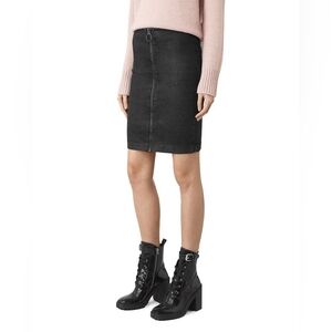 All Saints Jade coated denim zipper pencil skirt 0